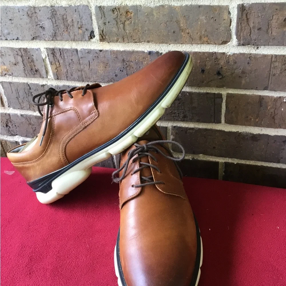 Johnston & Murphy Tan Leather Derby with White Sole